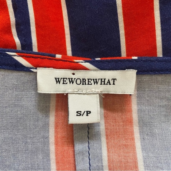 WeWoreWhat Blanca Wrap Dress Size Small Navy Blue Red Stripe Long Sleeve Summer - Picture 15 of 16